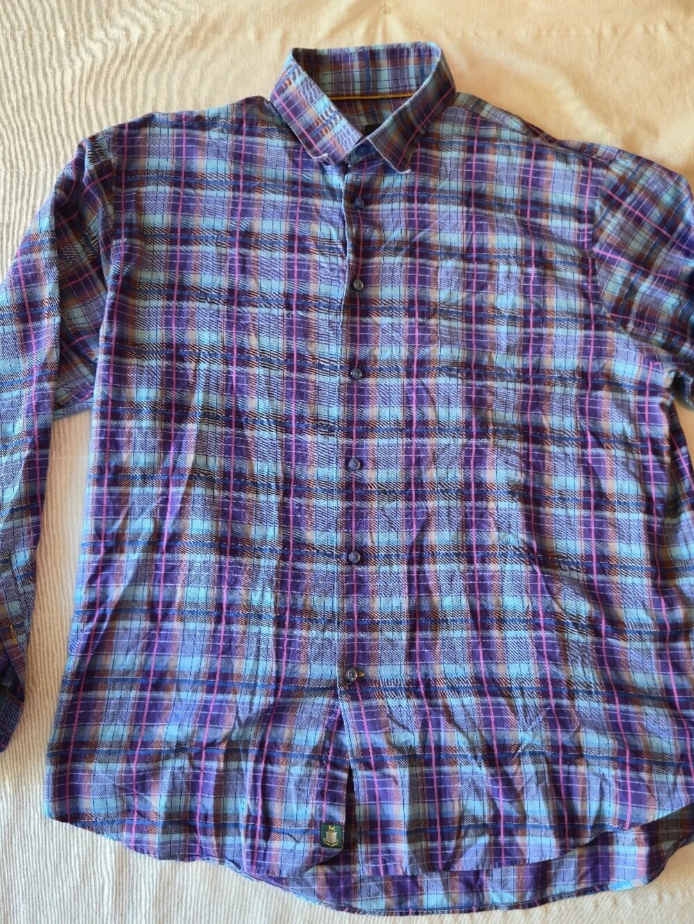 Robert Talbott Classic XL Purple Plaid Button-Up Shirt